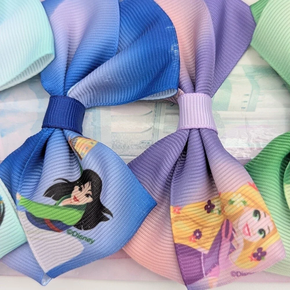 NWT 7 Colorful Disney Princess Hair Bow Clips